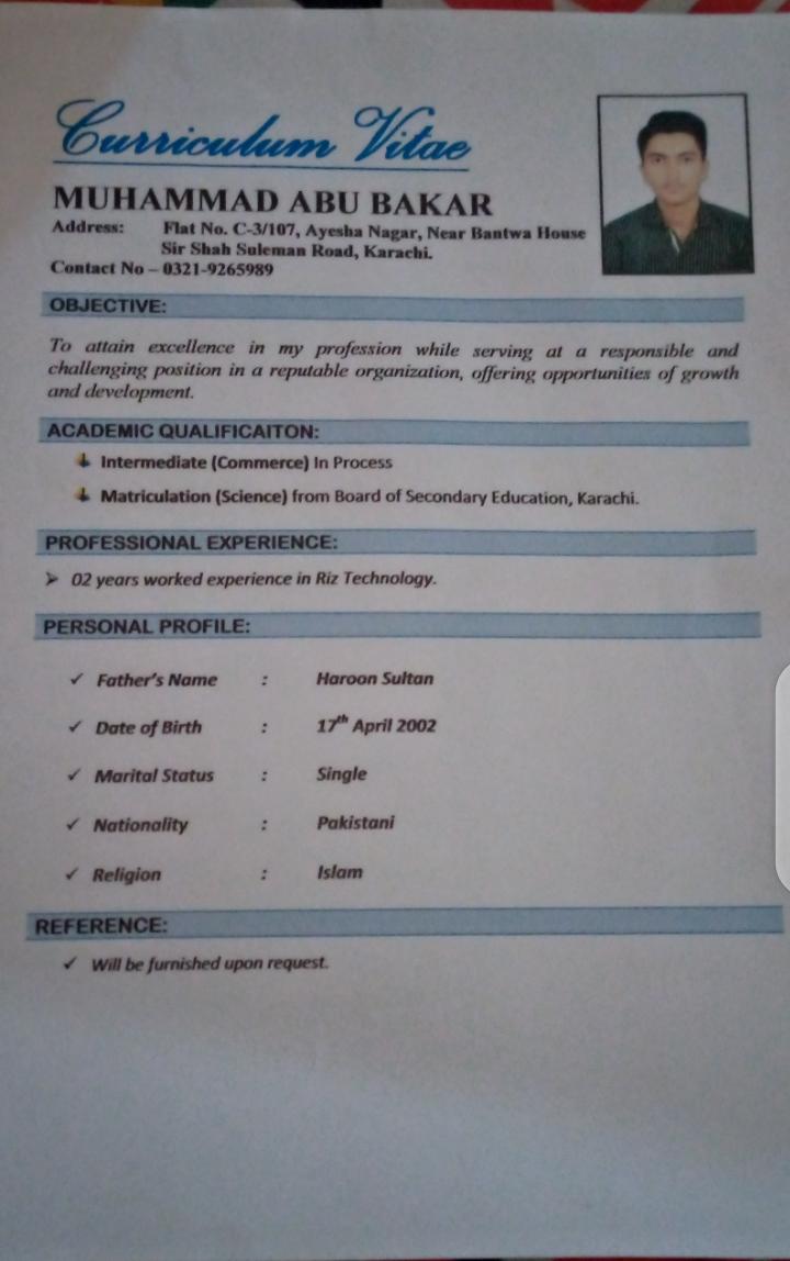 Abubakar Haroon English Typing, MS Office, Driving, Excel, Data Entry, Documentation, Sales, Records Management, Network Administration, English (UK)