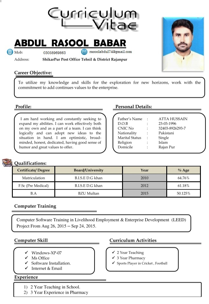 Abdul Rasool Babar Profile Abdul Rasool Babar Profile
