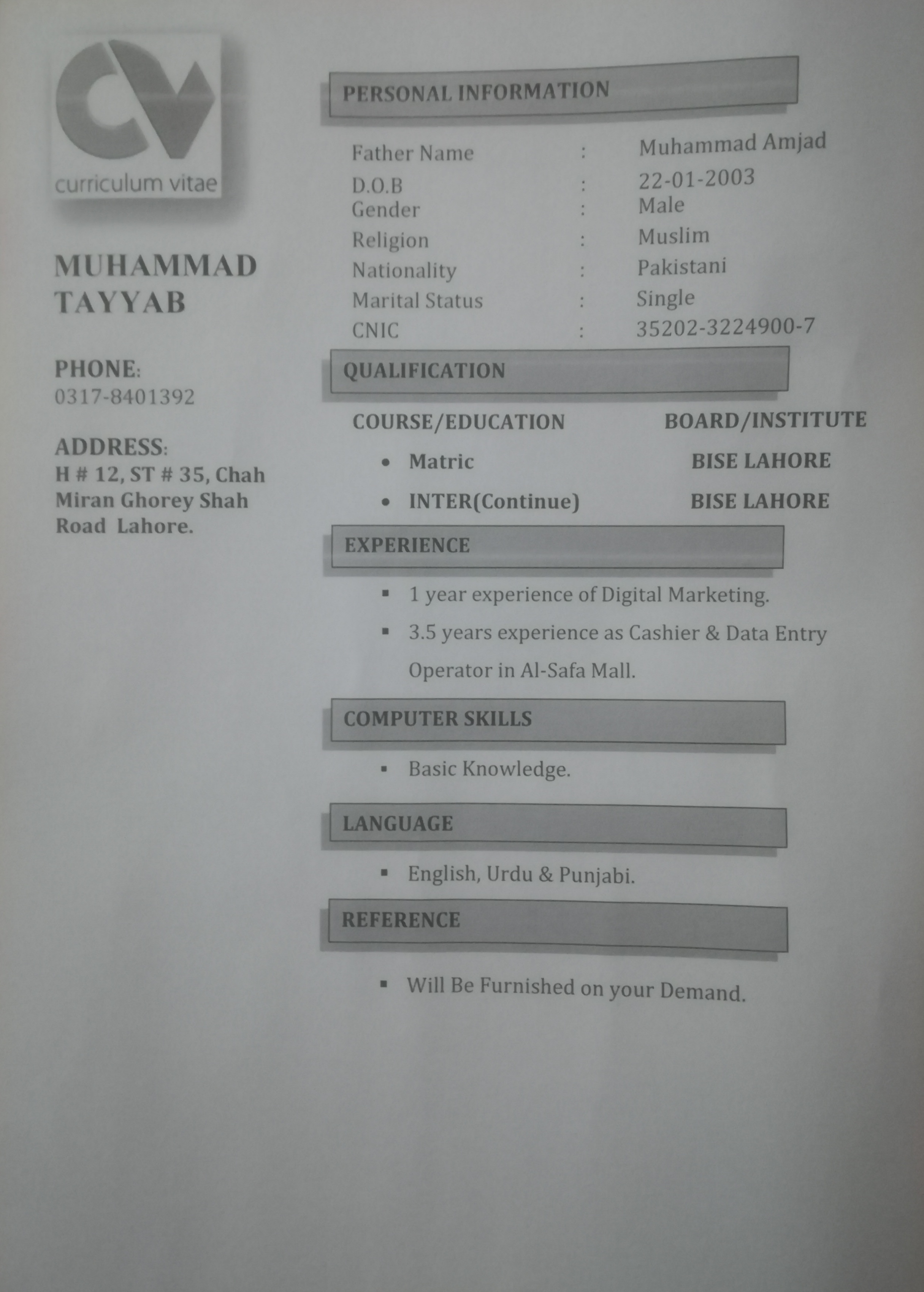 Tayyab Awan Profile