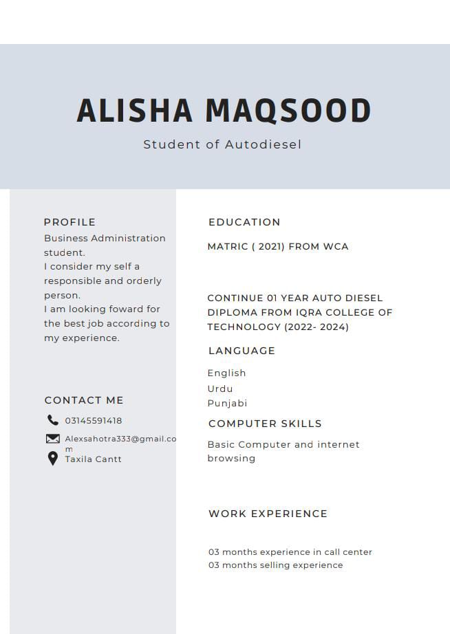 Alisha Maqsood Profile