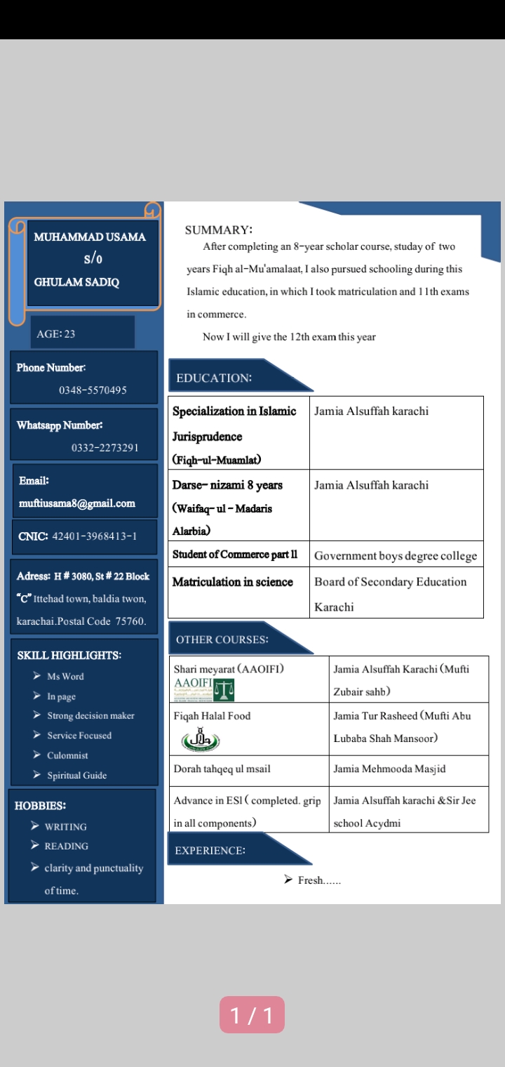 Mufti Usama Profile Mufti Usama Profile