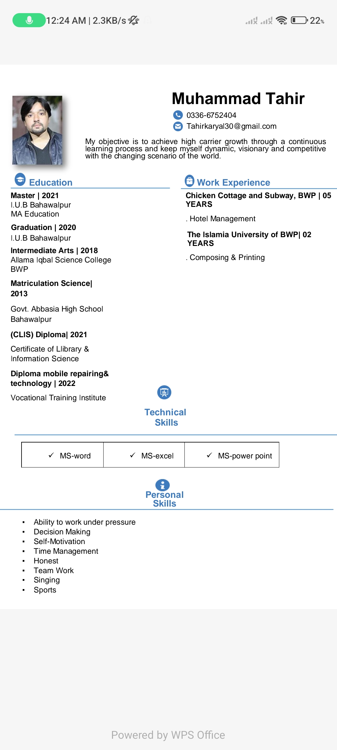 Muhammad Tahir Profile Muhammad Tahir Profile