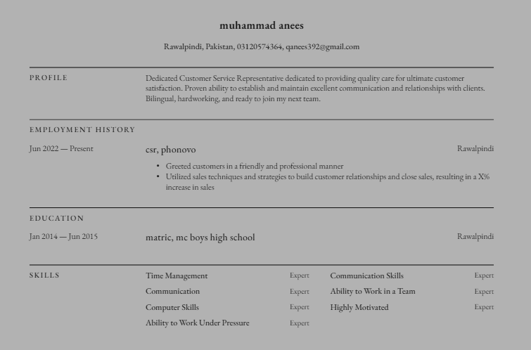 MUHAMMAD ANEES Urdu Typing, English Typing, Videography, Music, Photo Editing, Sound Design, Shopify Templates, Explainer Videos, CV Design, Graphic Art