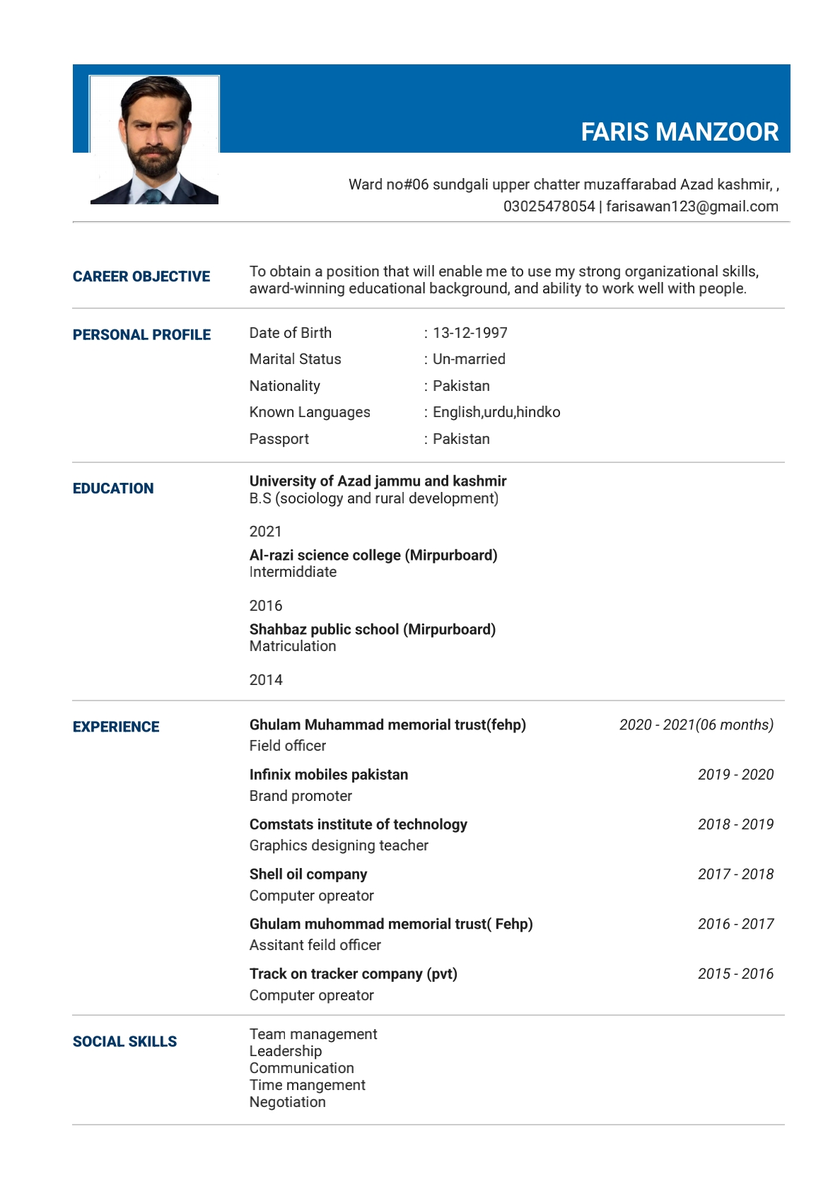 Faris Manzoor Profile