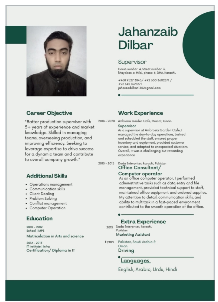 Jahanzaib Dilbar Urdu Typing, English Typing, Driving, MS Office, Video Services, Word, Video Editing, Video Tours, Car Driving, Visual Merchandising