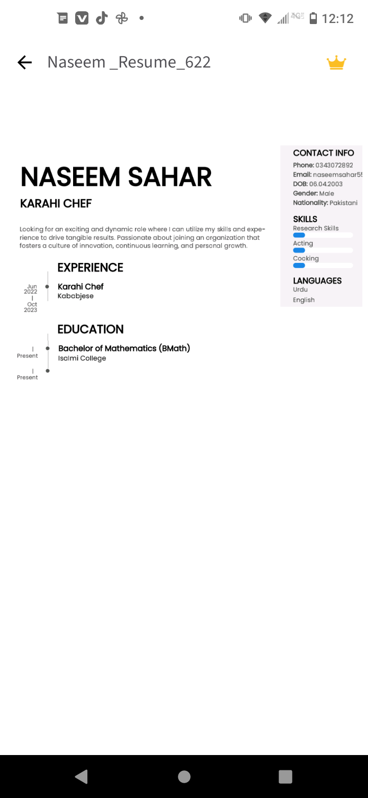 Naseem Sahar Cooking