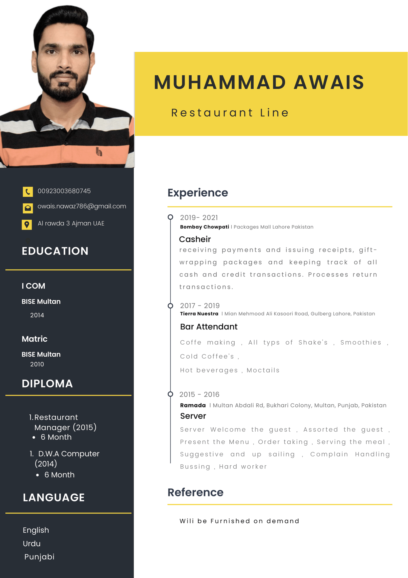 Muhammam Awais Muhammad Nawaz Profile