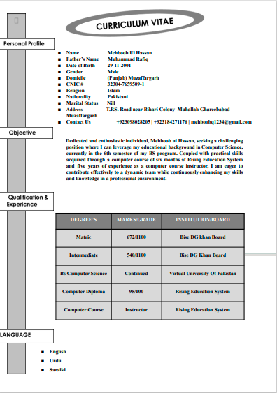 Mehboob Qureshi Profile