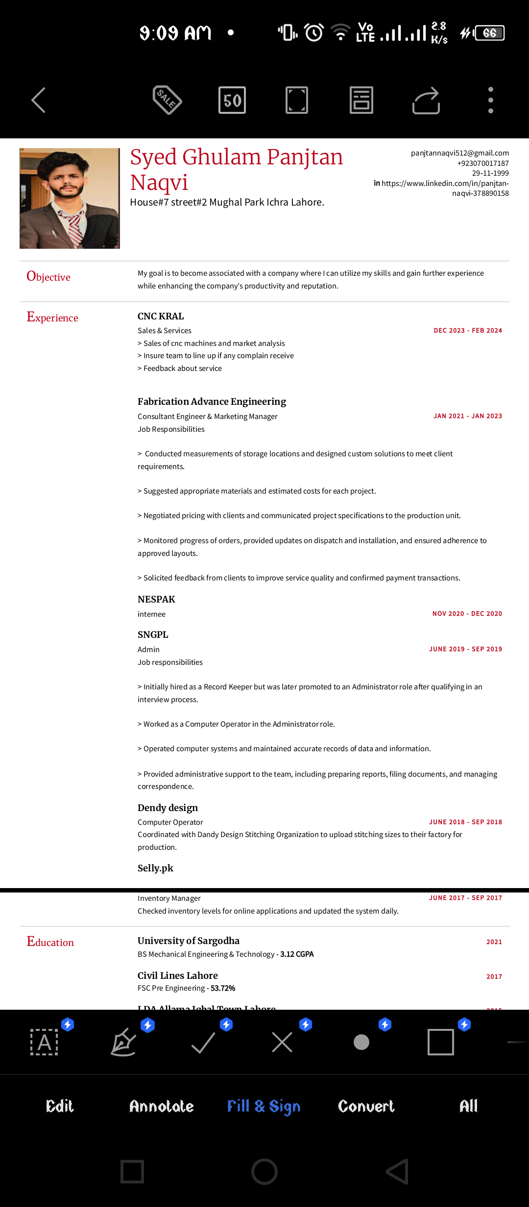 Syed Panjtan English Typing, MS Office, Excel, AutoCAD, Communications