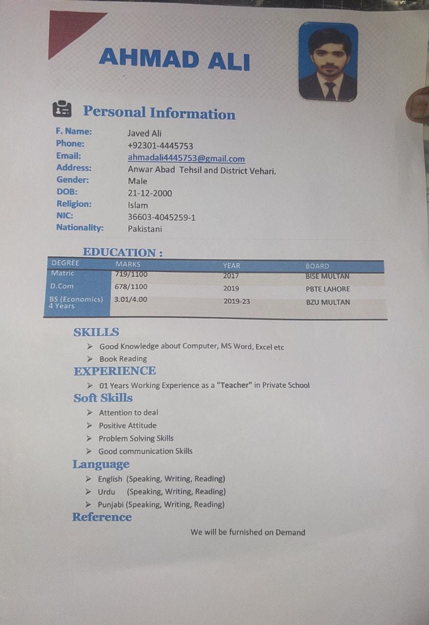 Ahmad Ali Profile Ahmad Ali Profile