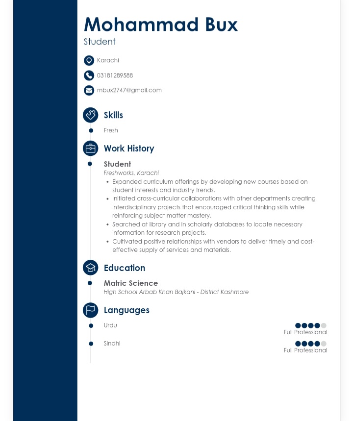 Muhammad Bux Urdu Typing, English Typing, Driving, Photo Editing, Photography, MS Office, Music, Video Editing, Audio Editing, Sports