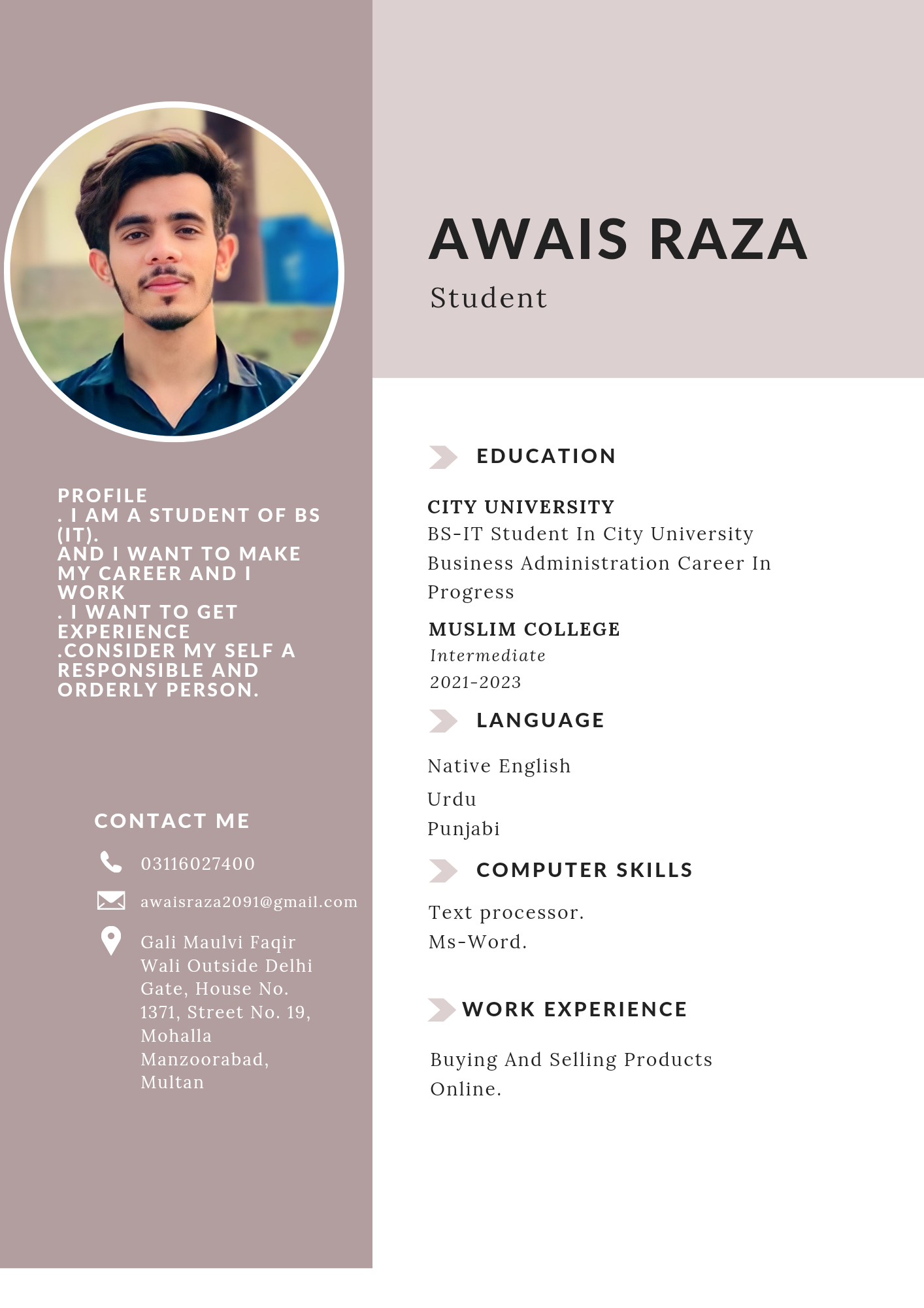 Awais Raza Profile Awais Raza Profile