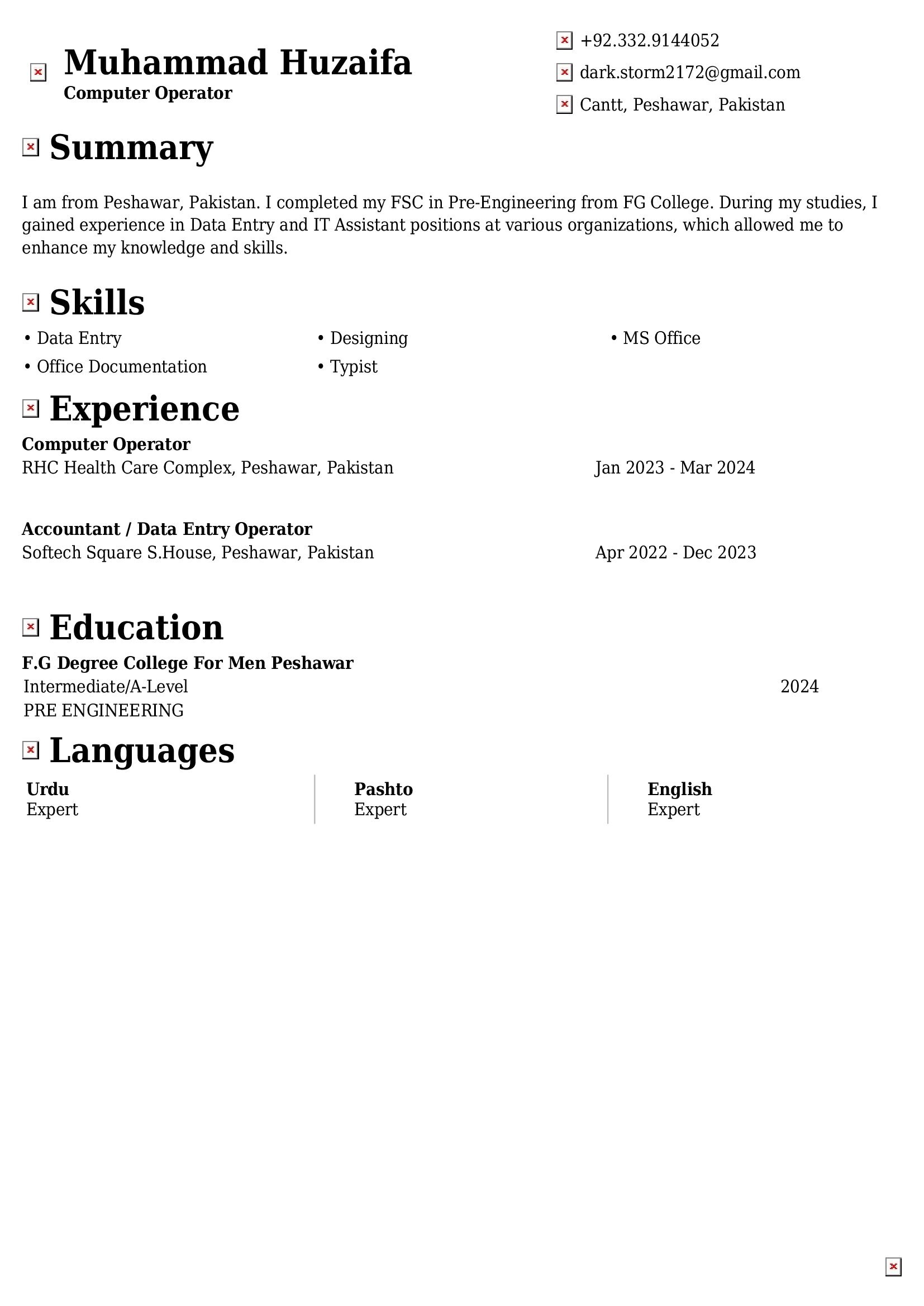 Muhammad Huzaifa Profile