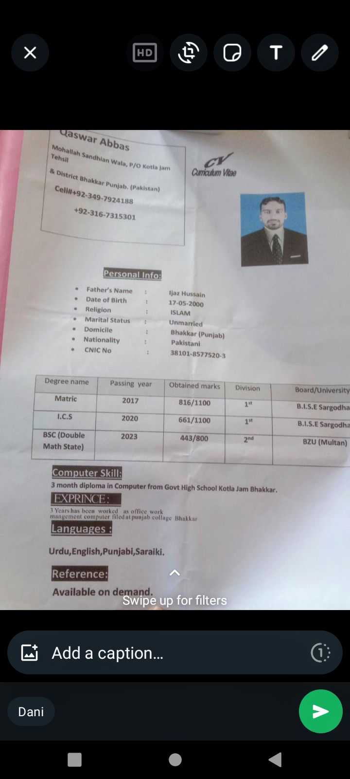 MALIk Qaswar Abbas Profile