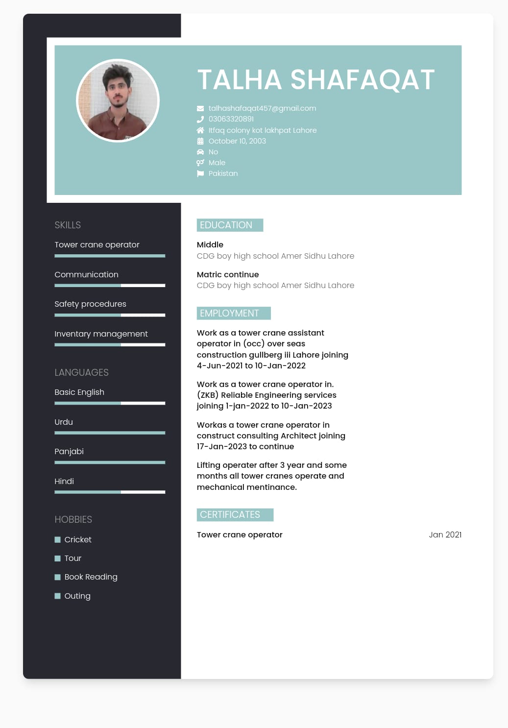 Talha Shafaqat Profile