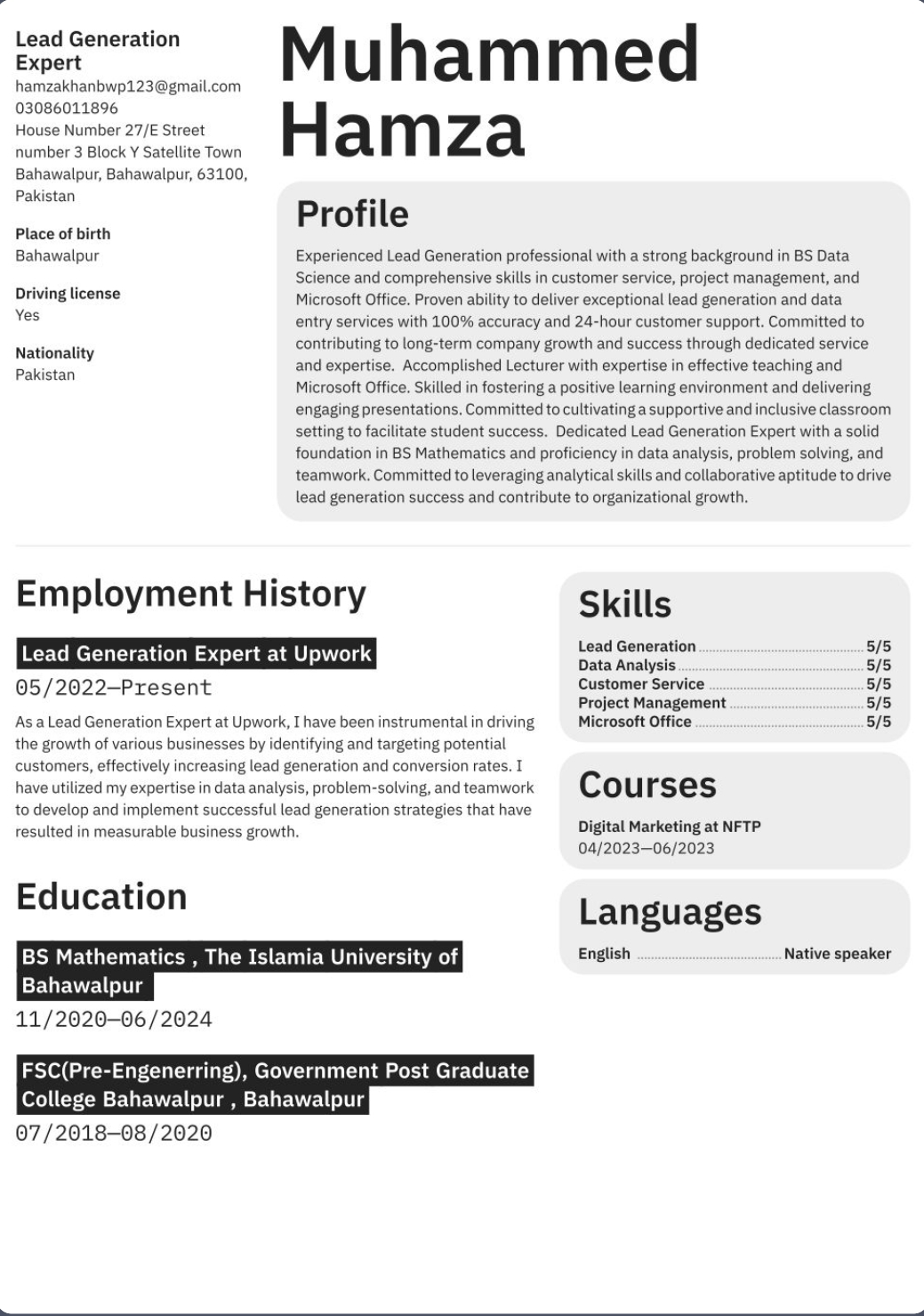 MUHAMMAD KHAN Profile MUHAMMAD KHAN Profile