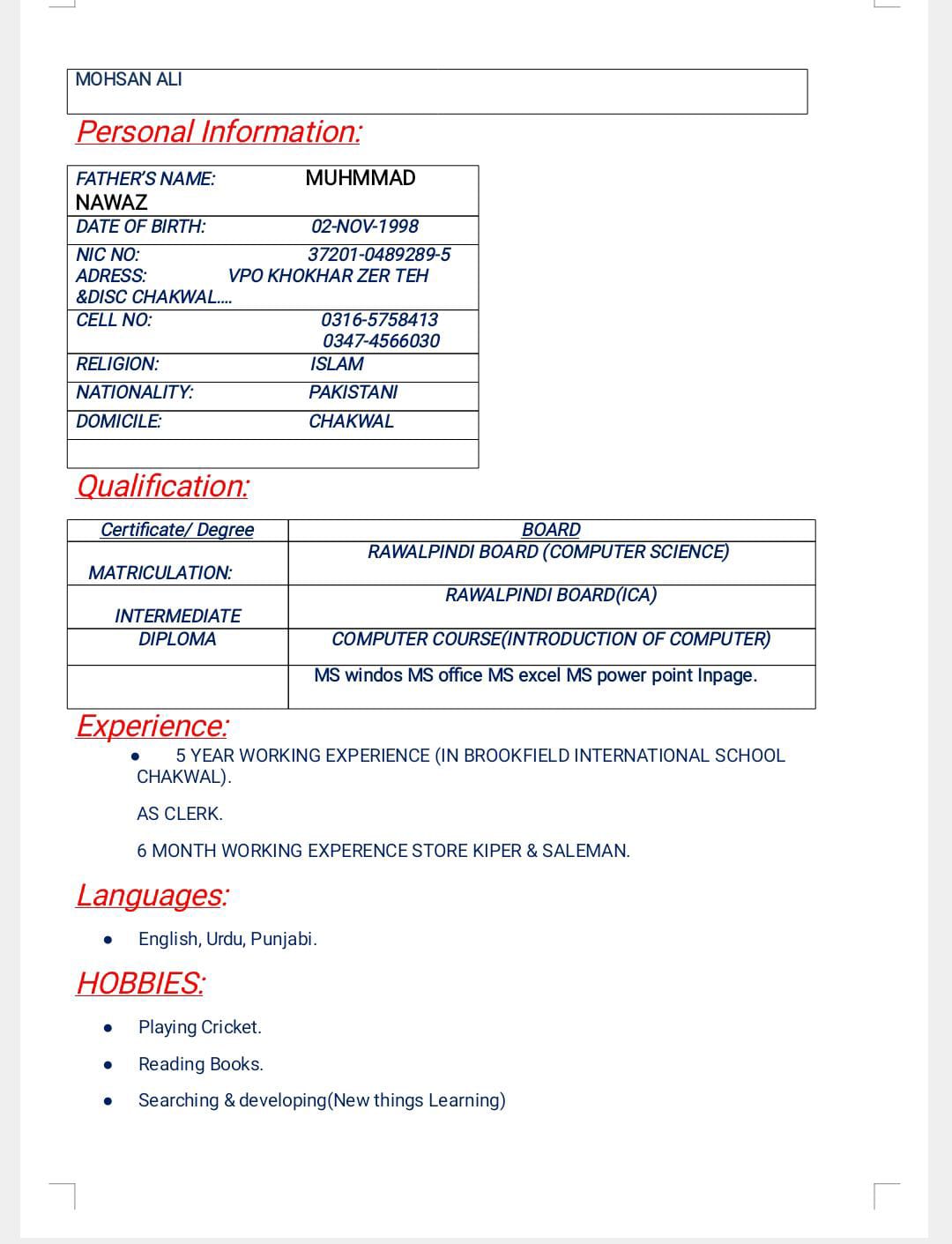 Mohsin Ali Profile Mohsin Ali Profile