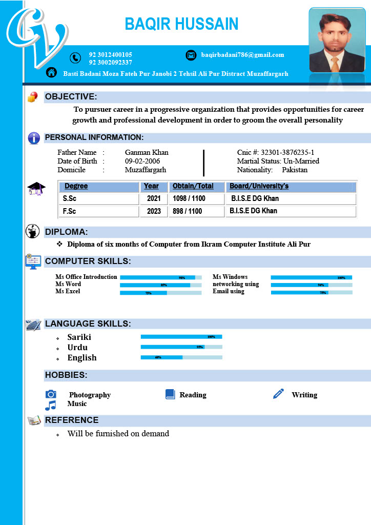 Baqir Hussain Ganman Khan MS Office