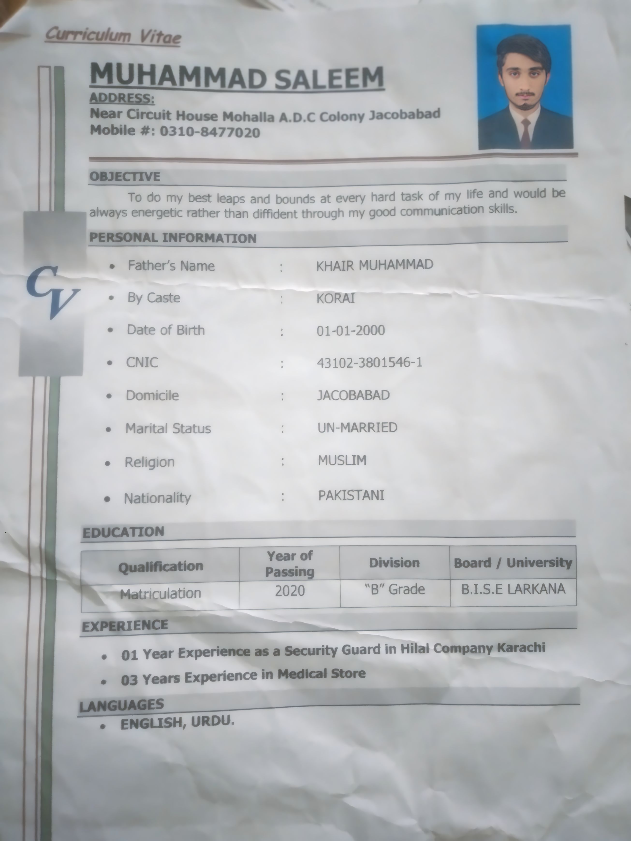 Muhammad Saleem Delivery