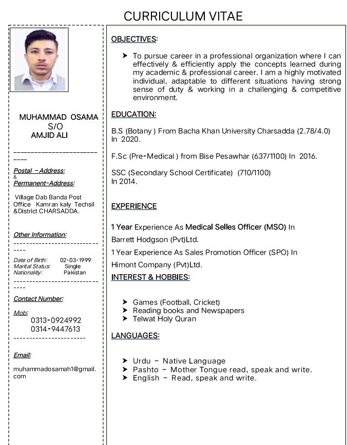 Muhammad Osama Employee Experience, Biology, Medical, Health