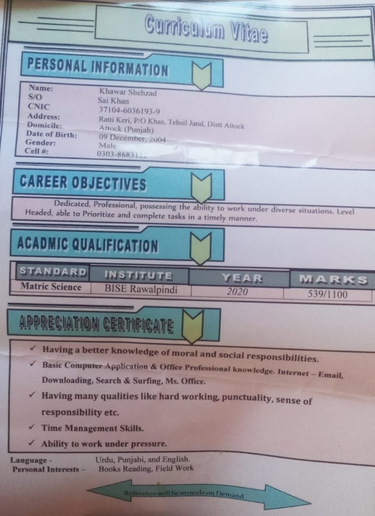 Khawar Shehzad English Typing, Cooking, MS Office, Email Handling, Microsoft Office, Typing, Time Management, Telephone Handling