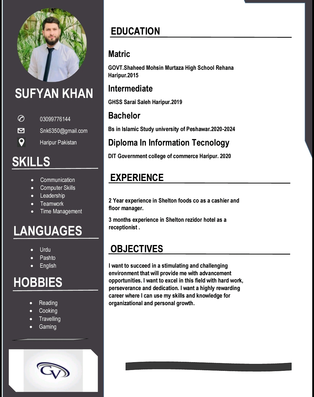 Sufyan Khan MS Office, Time Management, Cooking, Communications, Management