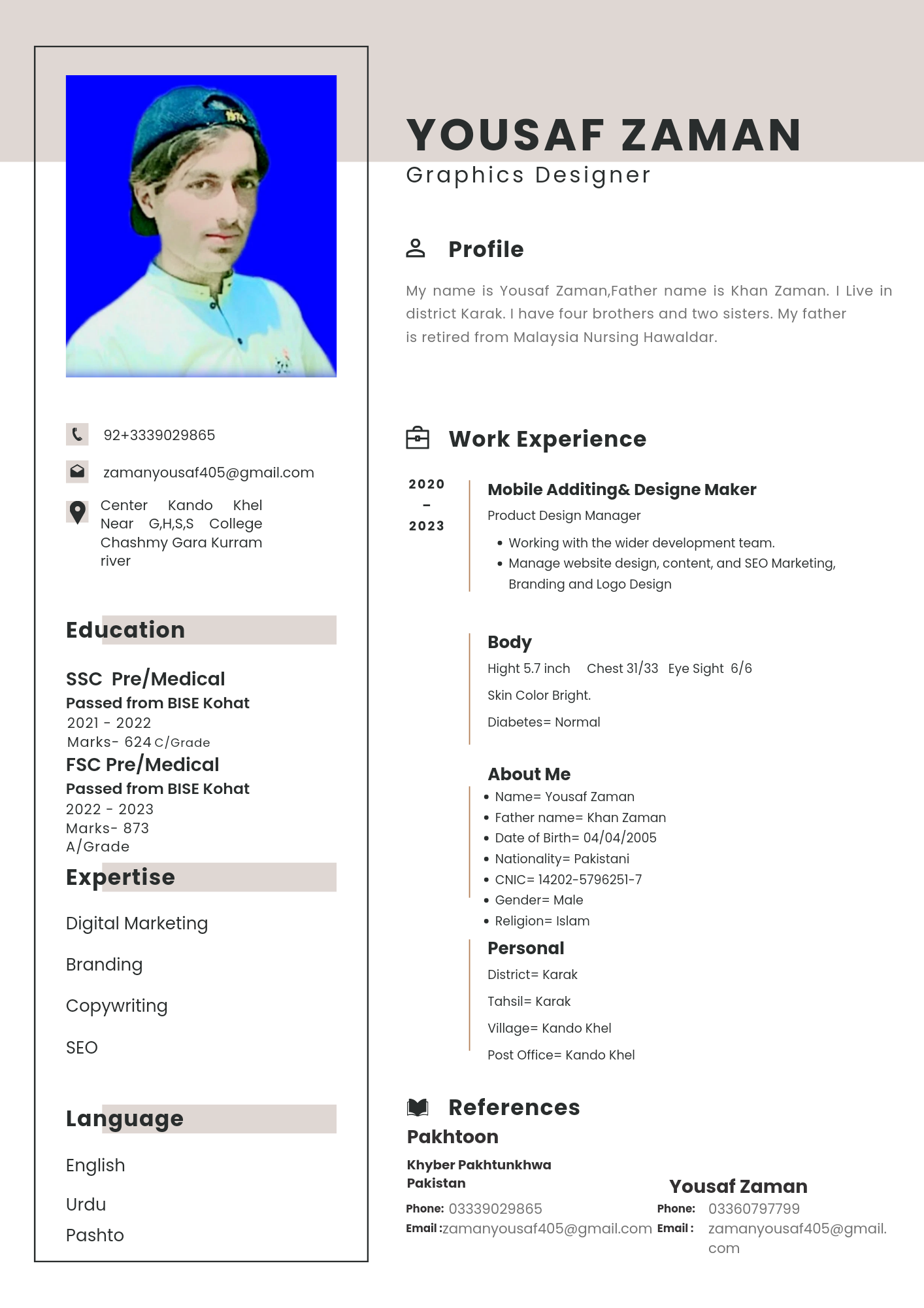 Yousaf Zaman 3D Design, Urdu Typing, Vehicle Signage, Audio Engineering, CV Design, Customer Experience