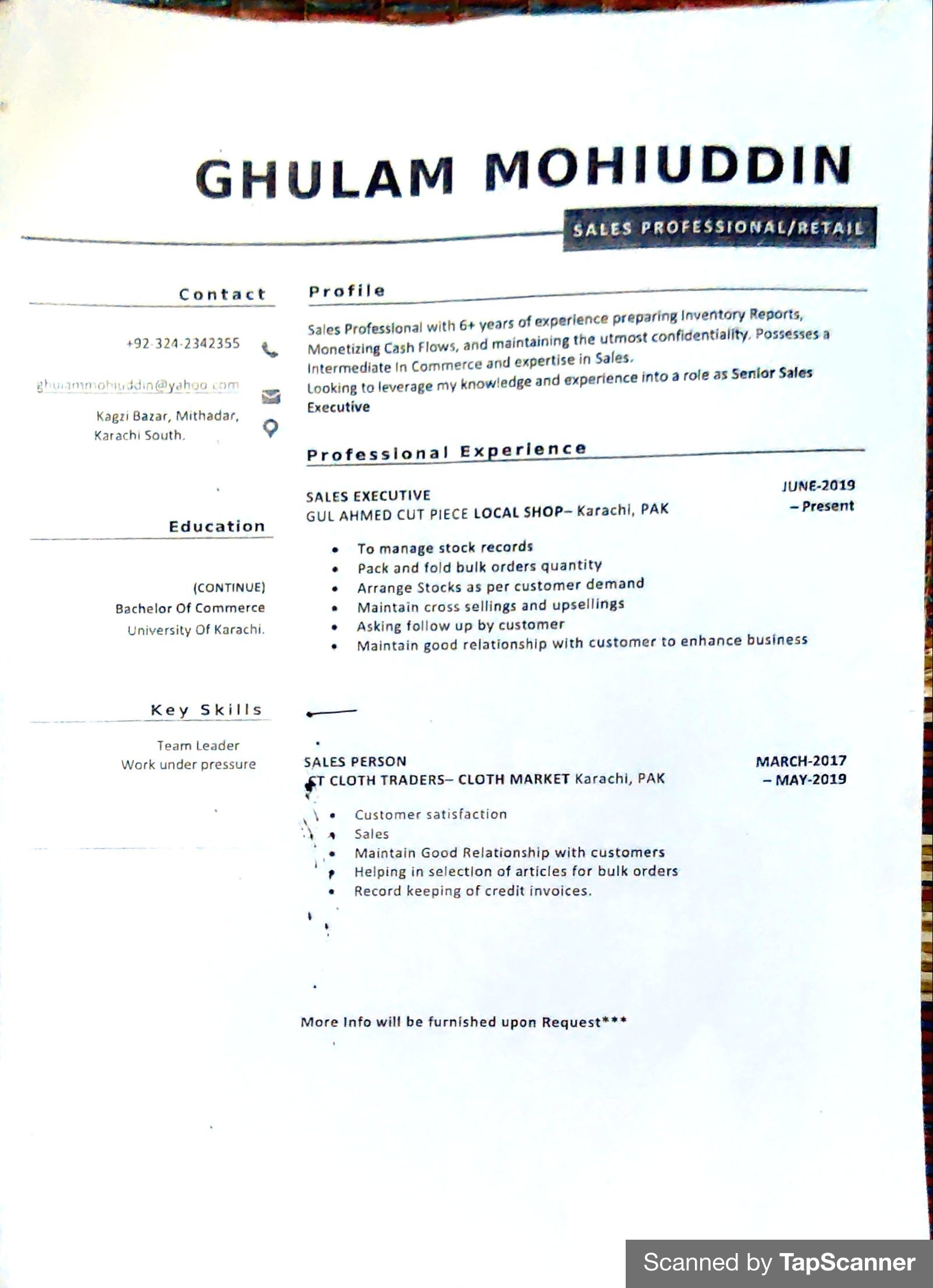 Ghulam Mohiuddin Helpdesk, Sales, Billing, Packing & Shipping